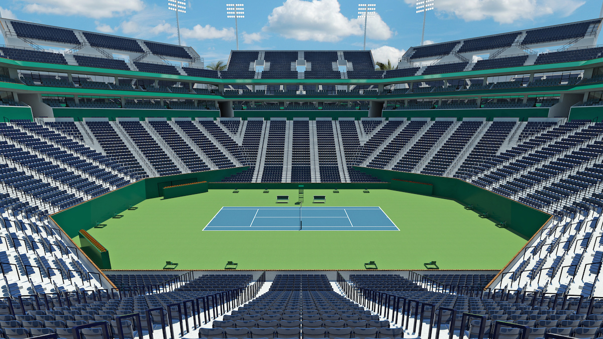 3D Rendering Of Center Court In A Modern Tennis Stadium
